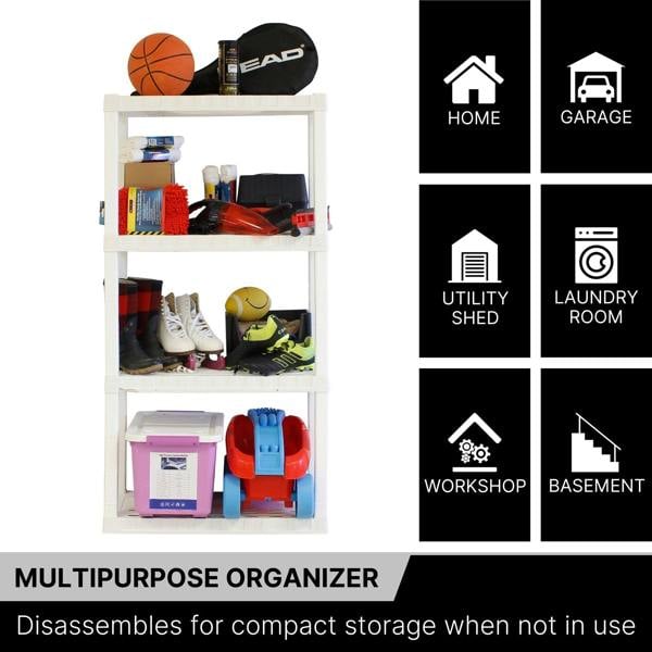 Oskar 4 Tier Shelves Garage Shelving Units Heavy Duty Storage Racking Shelf 35x76x144cm