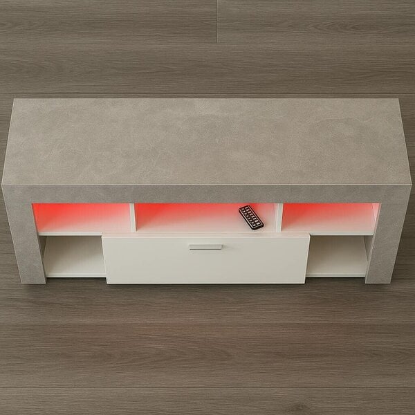 Kosy Koala TV CABINET LED UNIT Stand Body High glossy doors with LED Lights STONE GREY