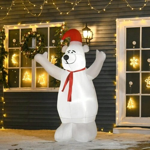 Bobobiy 6ft Tall Outdoor Inflatable Bear Airblown Projection Holiday Christmas Lawn Décor