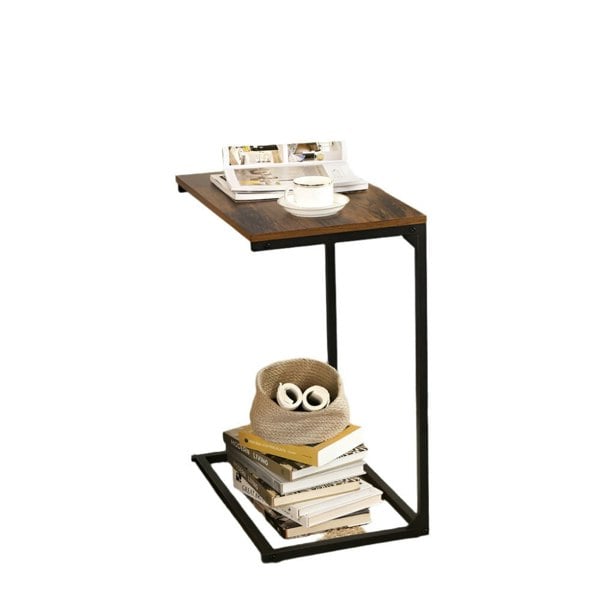 Modcraft Small Laptop Side Table – Rustic Brown & Black Industrial Sofa or Bed Desk with Steel Frame