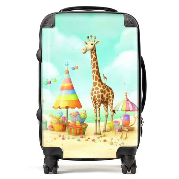 Warren Reed Giraffe On A Beach Holiday Suitcase