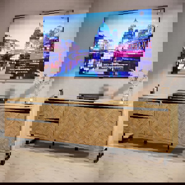 Furniture To Go Nikomedes TV Unit  in Spica Oak/Matt Black/Bartex Oak