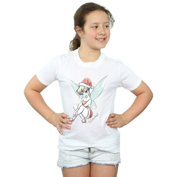 Disney Girls Tinkerbell Christmas Fairy Cotton T-Shirt - White