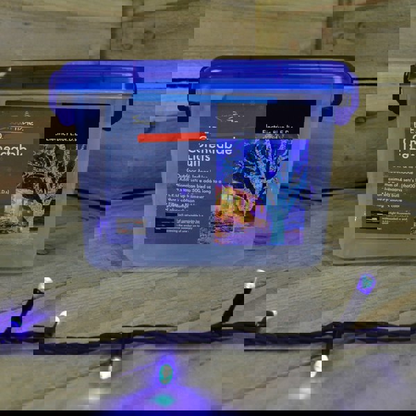 Samuel Alexander 300 Electric Blue LED Super-Long 29.9m Connectable Lights on a Black Cable