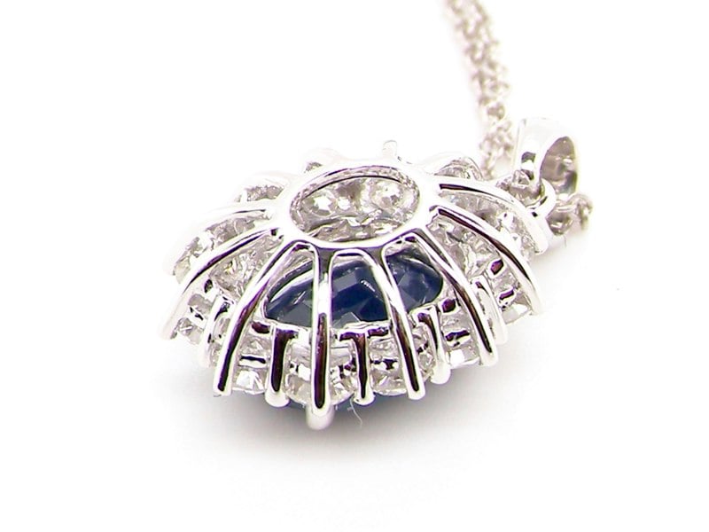 under side sapphire and diamond pendant