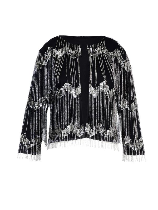 Rose & Nancy Phoebe Black and Silver Fringe Jacket