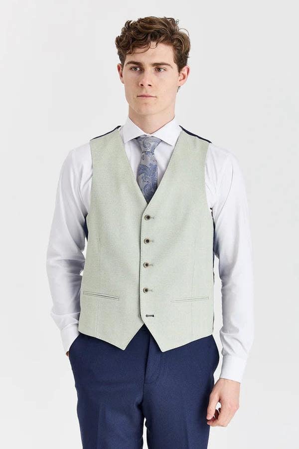 Paul Andrew Belmont Navy Suit with Belmont Sage Waistcoat