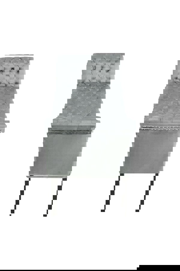 Living and Home Grey Velvet Buttoned Bench with Black Wood Legs