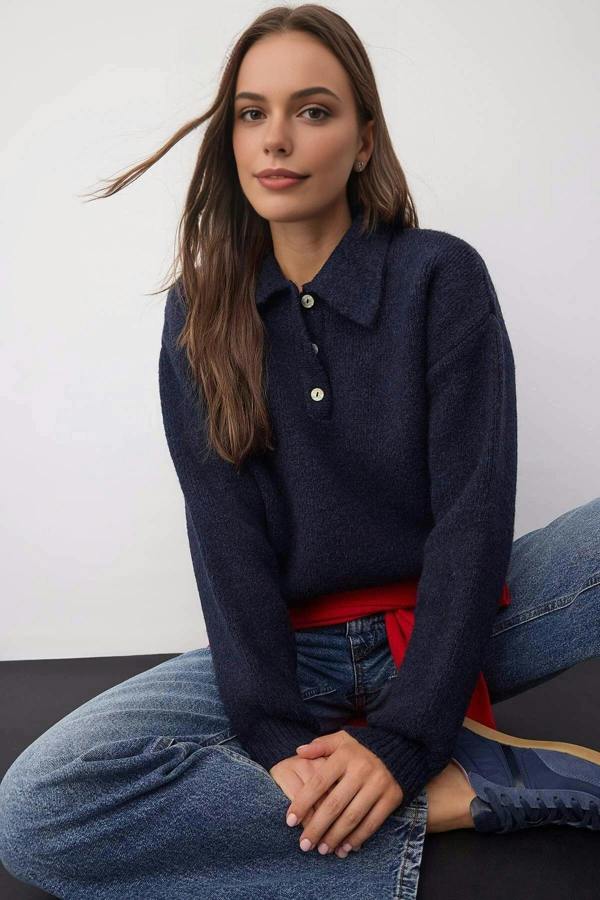 WOVCOR Basic Loose Fit Special Yarn Knit Sweater