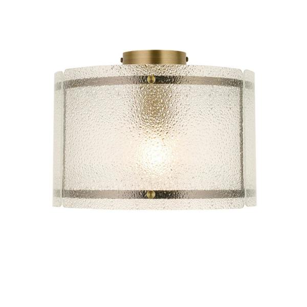 Pagazzi Lighting Traynor Clear And Antique Brass Flush Ceiling Light