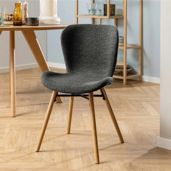 Furniture To Go Batilda Dining Chairs with Grey Fabric and Oak Set of 2