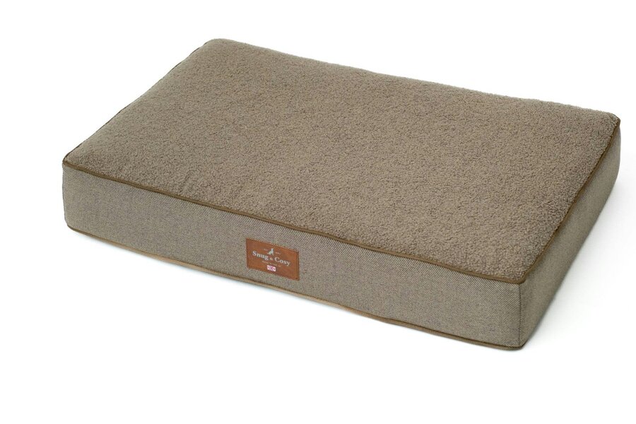 Snug and Cosy Pets Heritage Tweed Orthopaedic Pet Lounger - Comfort & Support - 90 × 60 × 15 cm - 35" - Coffee