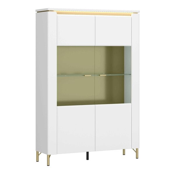 Wyld Haus Maribo White 2 Door Display Cabinet Gold Metal Legs