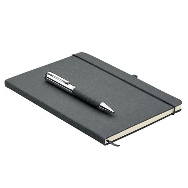 MidOcean Eleganote Leather Notebook & Pen - Black - 