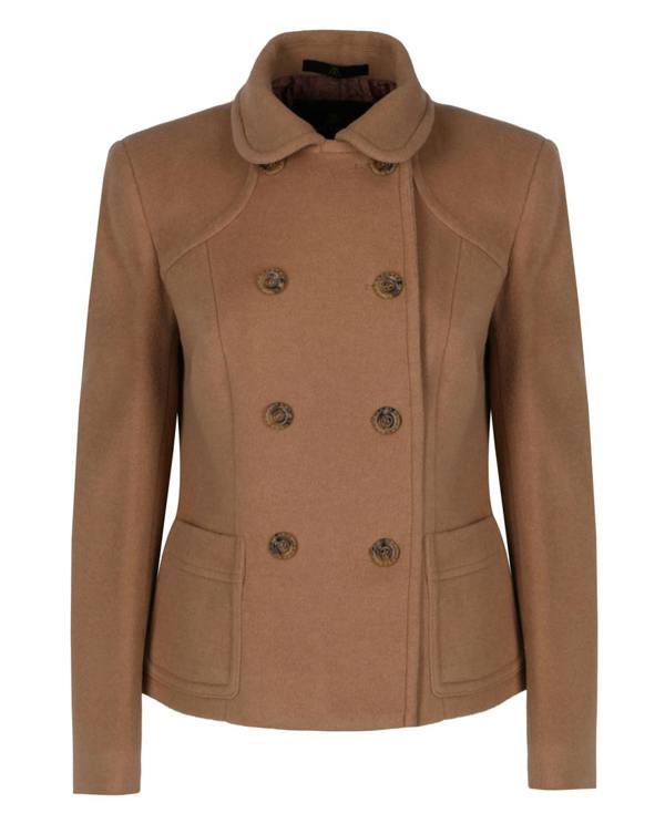 Myles Anthony Toffee Reefer Style Wool & Cashmere Jacket - 10
