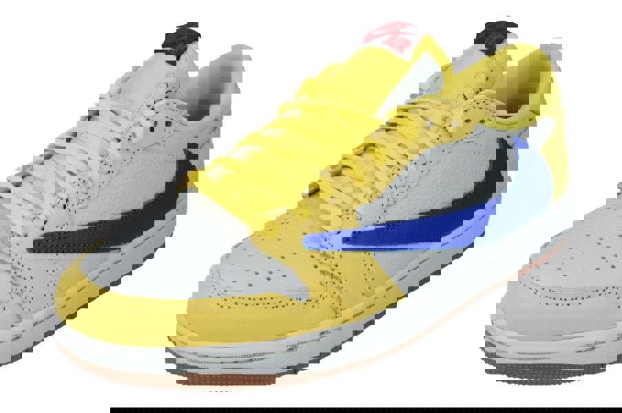 Nike Womens Air Jordan 1 Low Og Sp Travis Scott Trainers Dz4137  700 - Canary Racer Blue Light Silver 700 - Photo 0