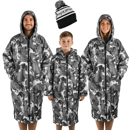 Optimum Drywrap Long Sleeve Changing Robe | Waterproof, Fleece-Lined - Grey Camo