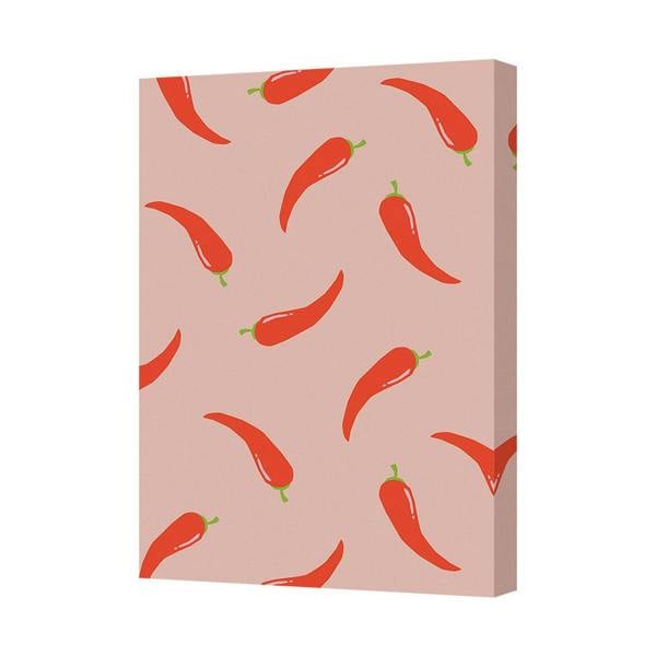Benjamin Tate Design Chili Pepper Pattern Canvas Art Print With Deep Wooden Frame