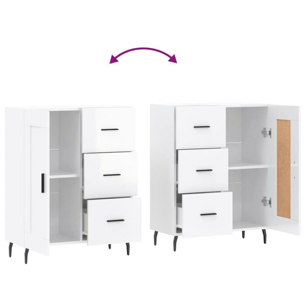 Berkfield Sideboard High Gloss White 69.5x34x90 cm Engineered Wood