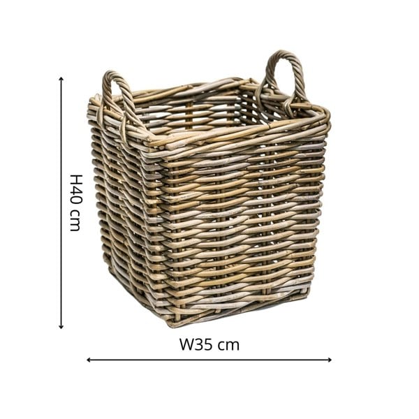 Ivyline Wicker Log Basket Square, Set of 2
