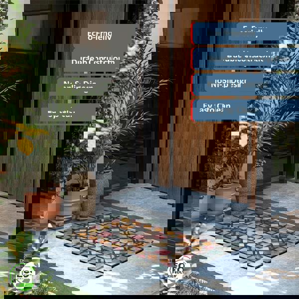 Nicoman Elegant Tile Effect Doormat - Blue Edge