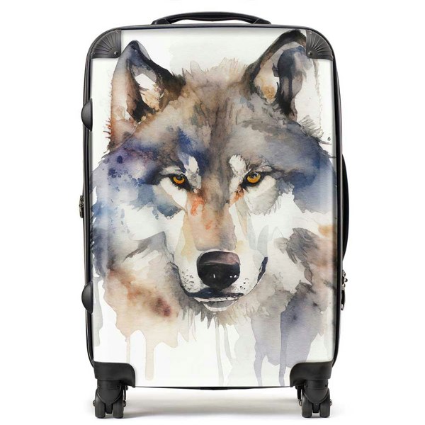 Warren Reed Wolf Watercolour Suitcase