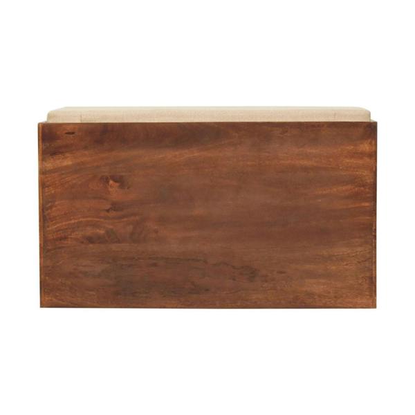 Artisan Furniture Solid mango wood California Walnut & Mud Linen Pull out Shoe Bench