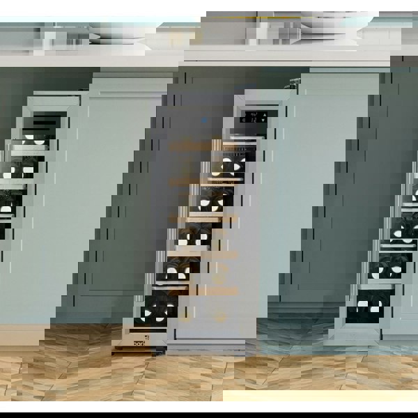 12 Bottle Freestanding Wine Cooler Fridge LED Backlit Metal Shelf STEEL & GLASS - LoopsDirect