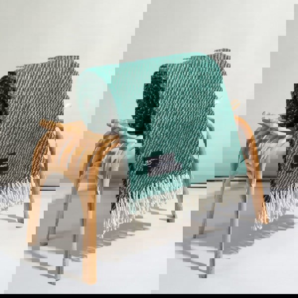 Evening Tales - Soft Pure New Wool Blanket - Contemporary Weave - Deep Sea Green - Heating & Plumbing London - Throw