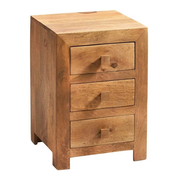 IH Design Kaylin Light Mango 3 Drawer Bedside Cabinet
