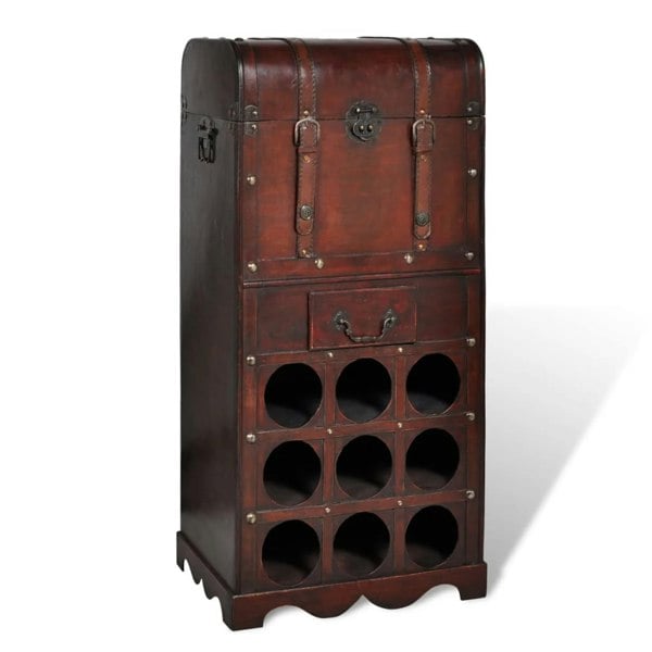 Berkfield Wooden Wine Rack for 9 Bottles with Storage