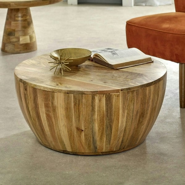 IH Design Valor Mango Wooden Drum Coffee Table