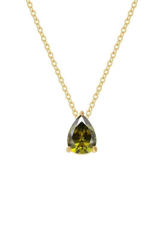 Latelita Adele Teardrop Necklace Gold Peridot