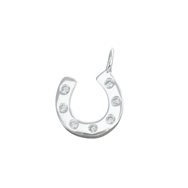 Sterling Silver Equestrian Horseshoe Charm with Cubic Zirconia Detail - Reeves & Reeves