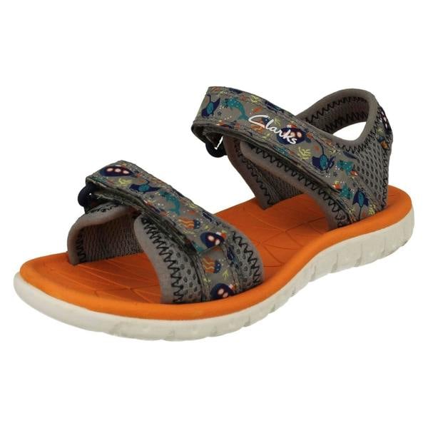 Clarks Childrens Clarks Pattern Detailed Adjustable Sandals Surfing Tide