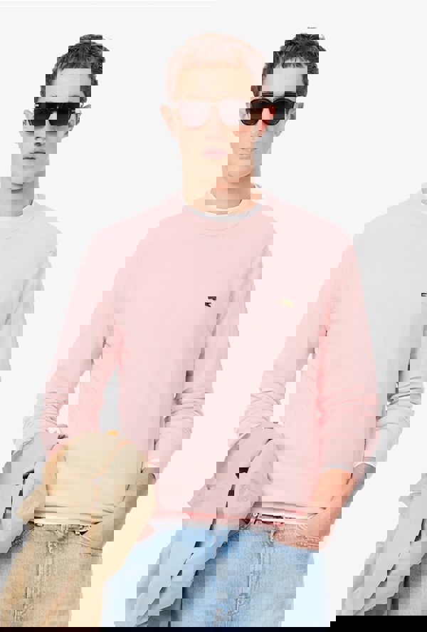 Lacoste Monochrome Crew Neck Cotton Sweater - Pink
