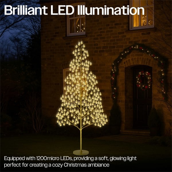 Xmas Haus 210cm 1200 Warm White Micro Led Tree 5M Lead
