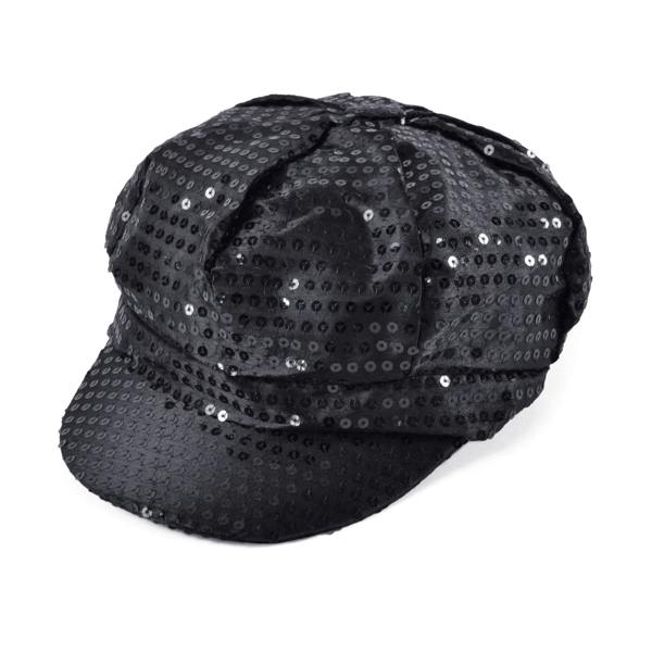Bristol Novelty Unisex Adults 70s Sequin Cap - Black - 
