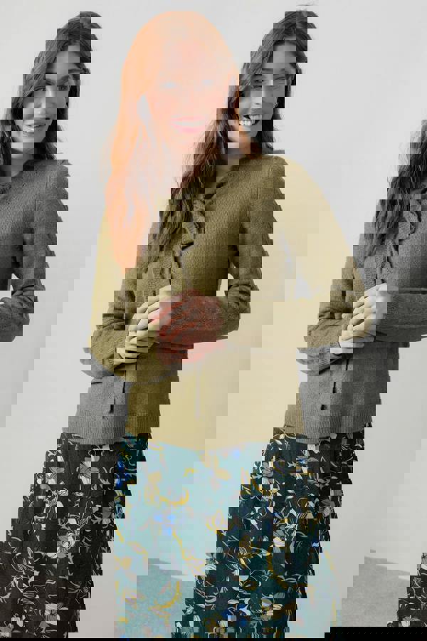 Elise Tie Neck Pointelle Jumper Navy | Lily and Me Clothing