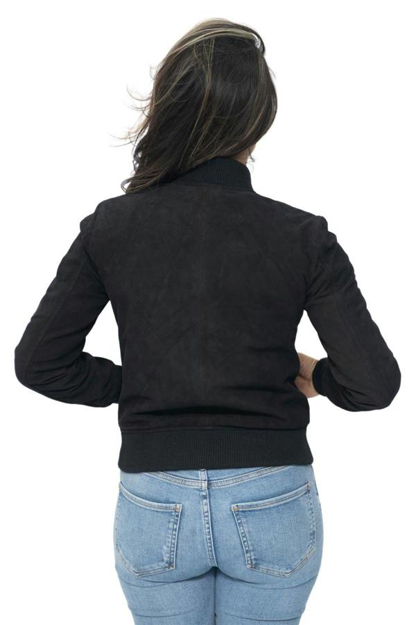 Infinity Leather Womens MA-1 Suede Bomber Jacket-Arnhem