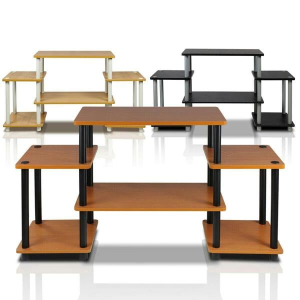 WALPLUS Modern Furniture Piece for Stylish and Functional Home Use | 11257LC/BK Turn N Tube No Tools Entertainment Center, Light Cherry/Black