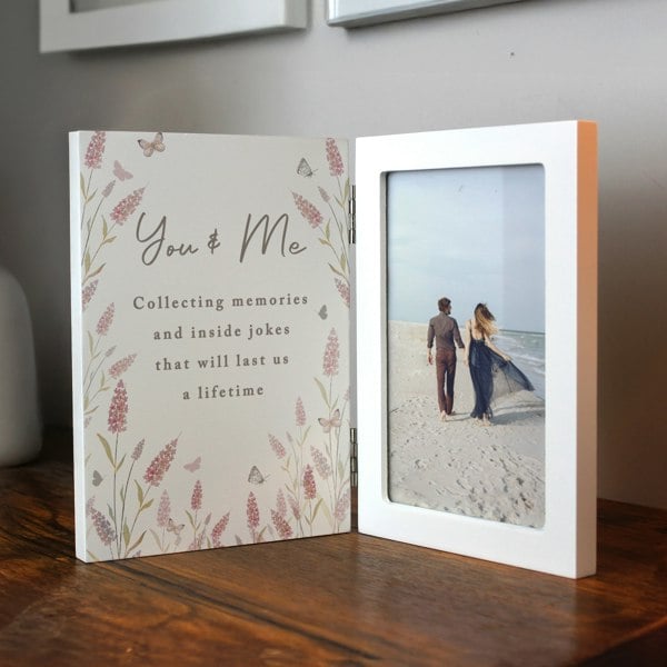 Personalised Memento Company Personalised Floral Wooden Hinged 6x4 Photo Frame