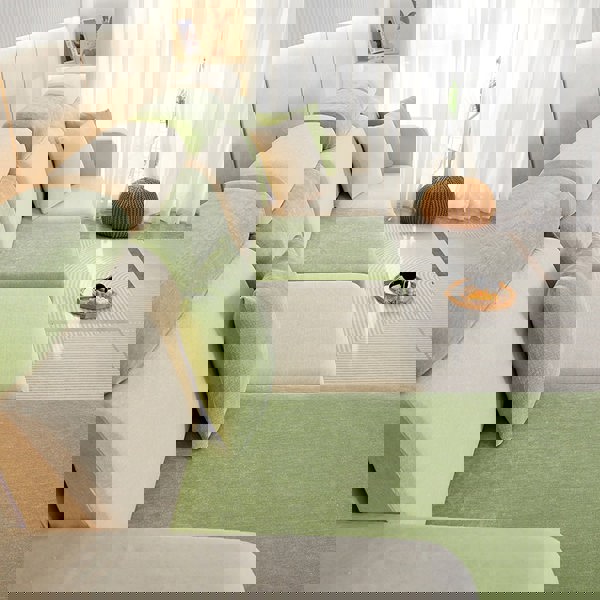 Anyhouz Anyseat Sofa Cover Pastel Blue L-Shape Polyester Chenille Thick Stretchable Cushion For Living Room Head Cushion Large