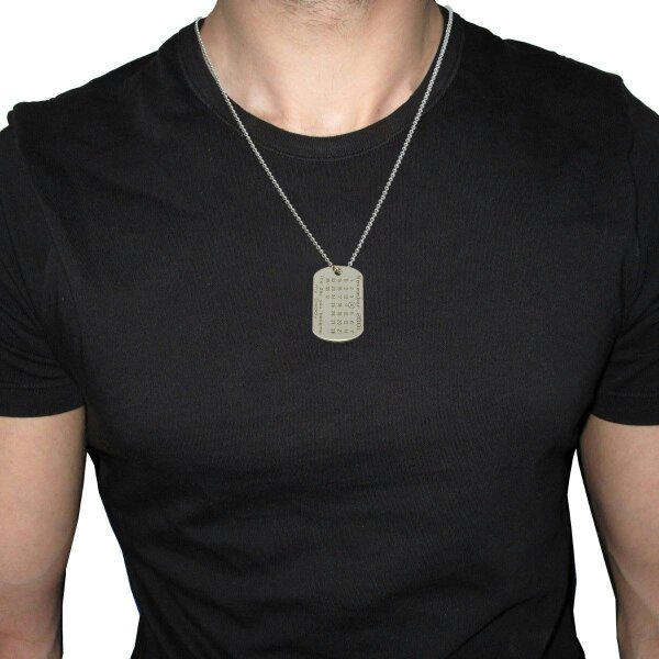 Christopher James of London Sterling Silver Special Date Calendar & Photo Engraved Dog Tag With Front Phrase Choice
