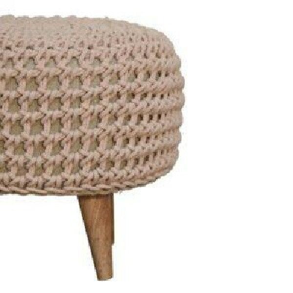 Wyld Haus Mantua Beige Hand Woven Oblong Footstool