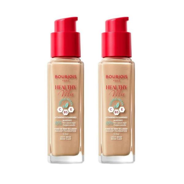 Bourjois Paris 2 x Bourjois Healthy Mix Clean and Vegan Foundation 30ml - 53W Light Beige