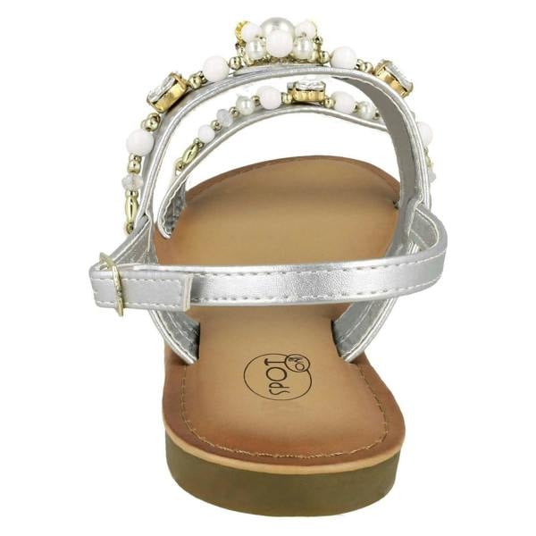 Spot On Ladies Spot On Jewelled Pearl Slingback Sandals F00116
