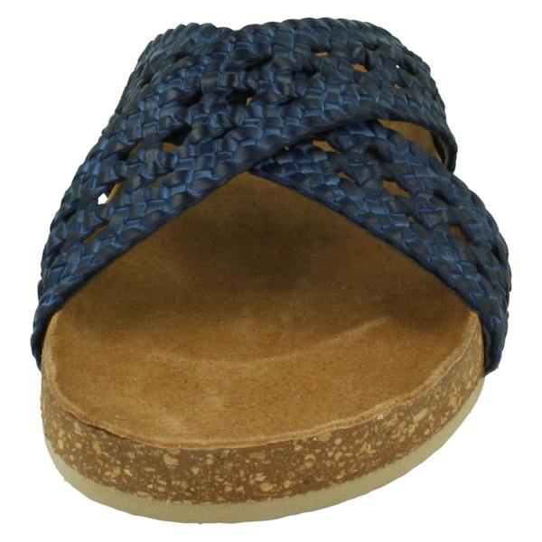 Down to Earth Ladies Down To Earth Leather X Strap Mule Sandals F00429