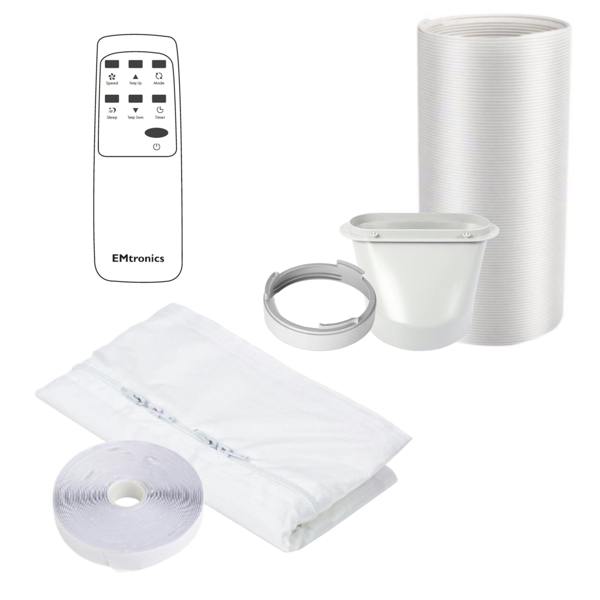 EMtronics 12K BTU Portable Air Conditioner Dehumidifier and Window Vent Kit