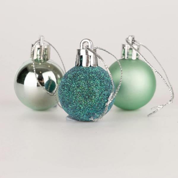 30mm Shatterproof Turquoise Christmas Baubles – Pack Sizes Available with Glitter, Matte and Shiny Finishes image 1